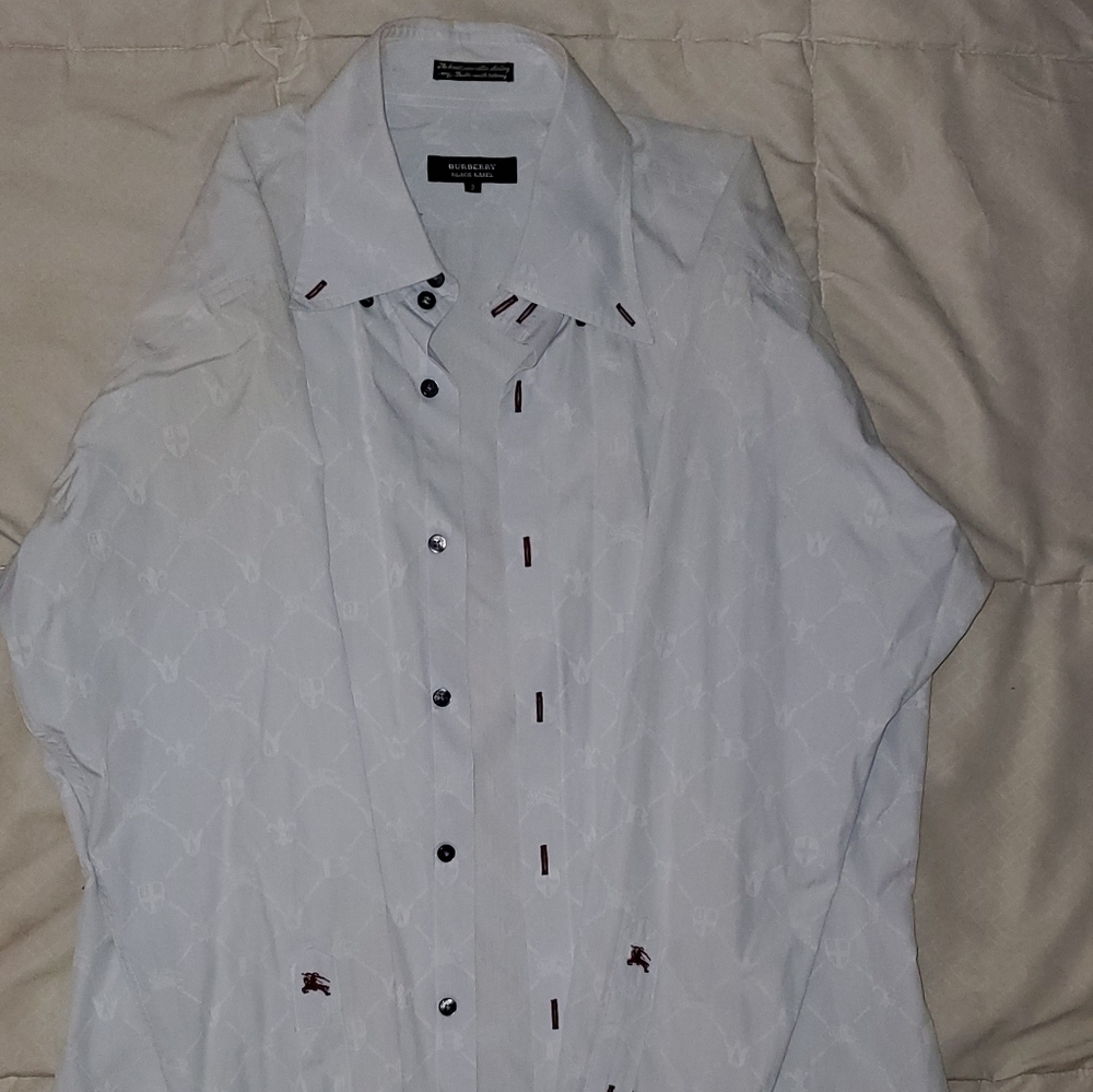 Light Blue Women's Burberry print button up